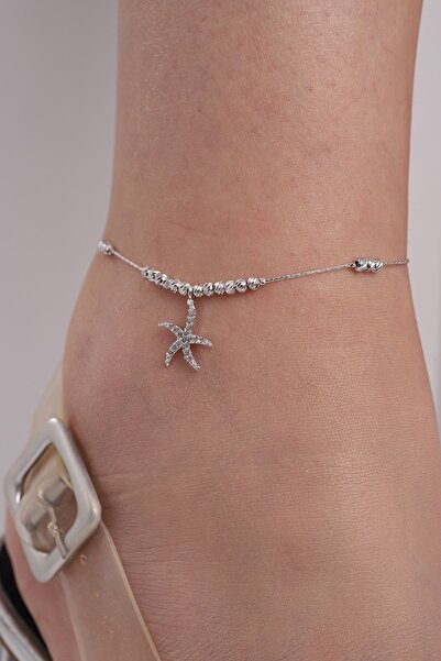 Bilsen Store Kadın Gümüş Kaplama Zirkon Taşlı Dorika Toplu Rüzgar Gülü Halhal