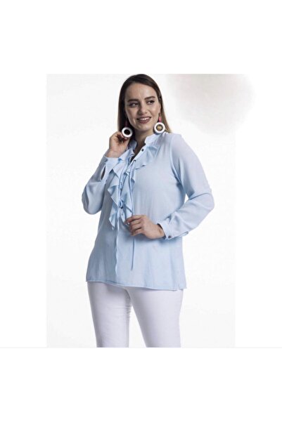 homeboutique Büyük Beden Bebe Mavi Fırfırlı Bluz