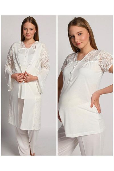 Bone Club 4905 Krinkel Maternity 3-Piece Pajamas with Dressing Gown