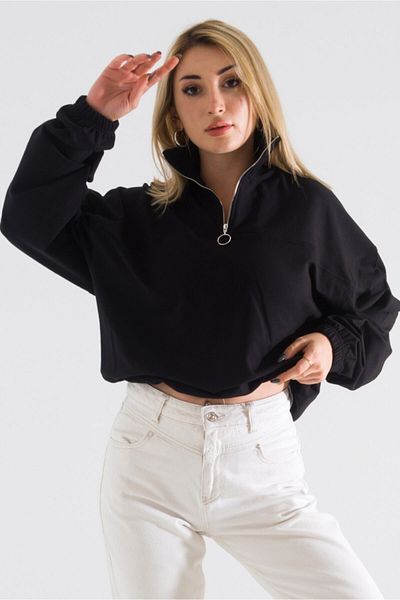 Bold & Young Hanorac cu capăt de mânecă, fustă elastică, fermoar pentru guler