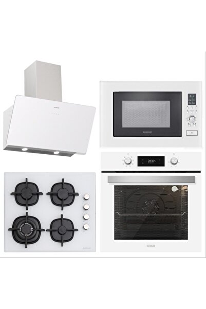 Silverline Beyaz Cam Ankastre Set