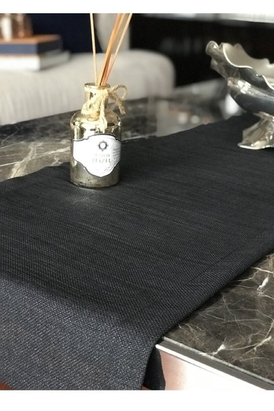 Viemso Black Glitter Linen Runner