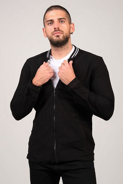 Giyim Dünyası Sweat cu fermoar pentru bărbați, negru
