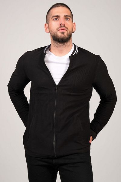 Giyim Dünyası Sweat cu fermoar pentru bărbați, negru