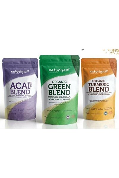 Naturiga Acai Plus, Organik Yeşil Ve Organik Zerdeçallı Karışım 3'lü Fırsat P...