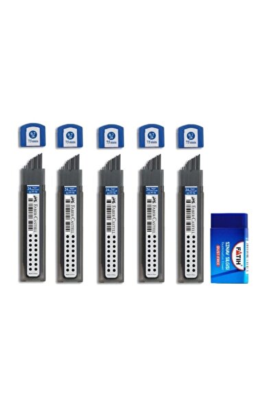 Faber Castell مجموعة Faber-castell مقاس 0.7 مم مكونة من 5 قطع + ممحاة امتحان ...