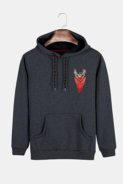 COLLIE Hanorac unisex, cu glugă, cu glugă, cu pisică mascată, cu imprimeu sub...