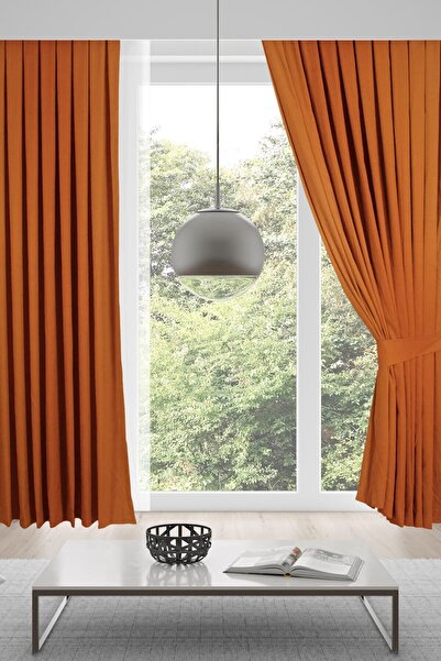 MEVVA HOME ستارة خلفية مخملية بجناح واحد (1×3 بطاريات ضيقة) - برتقالي