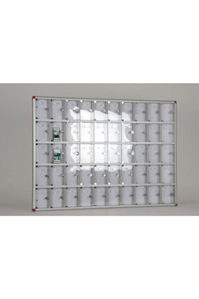 ÇELİK KASA DÜNYASI 50 Gözlü Alüminyum Şeffaf Cam Kapaklı Cep Telefonu Dolabı ...