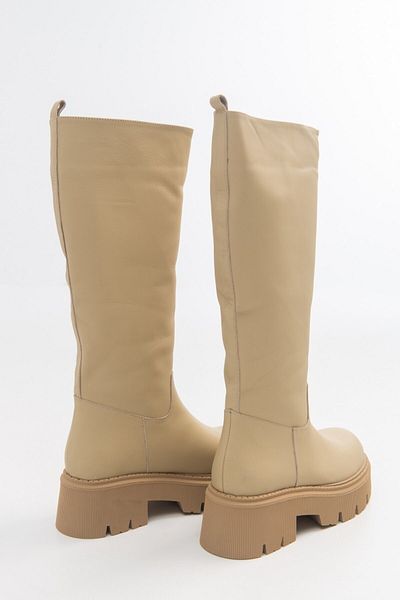 Luvi Γυναικείες μπότες Mınd Beige Matte από γνήσιο δέρμα