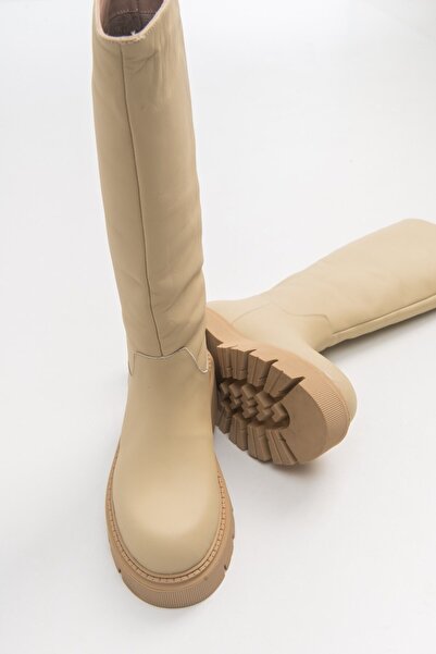 Luvi Mınd Béžové matné dámské boty z pravé kůže