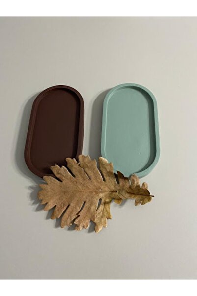 Orange Atelier 2 Li Dekoratif Oval Beton Biblo Tabak Takı Tabağı Mum Tabağı O...