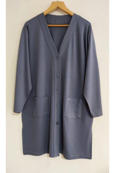 BLACK SWALLOW Cardigan lung pentru mama din bumbac pieptănat pentru femei