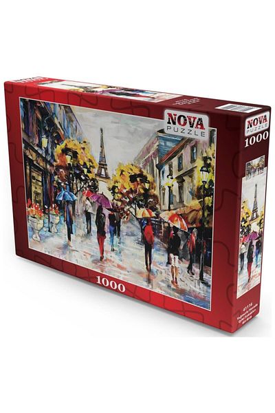 Nova Puzzle لغز 1000 قطعة من شوارع إيفل في الطقس الممطر - لوحة زيتية