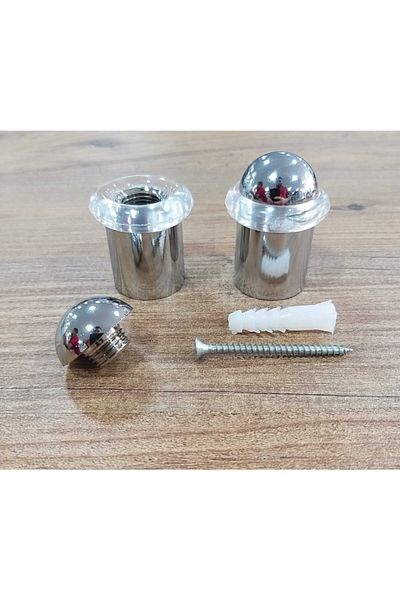 ARON (2 Pieces) Gasketed Floor Bumper Chrome 5cm Height Floor Mounted Door Stop