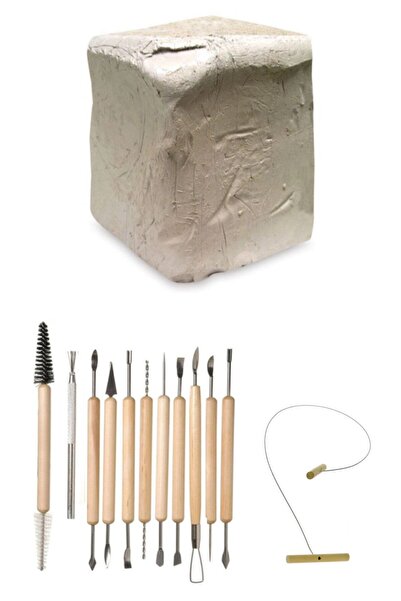 GLANCE Beyaz Seramik Hamuru 6 Kg Kil Şekillendirme Set 11'li Kil Kesme Teli