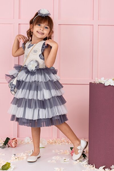 SÜSLÜ KİDS Girl's Tulle Purple Dress