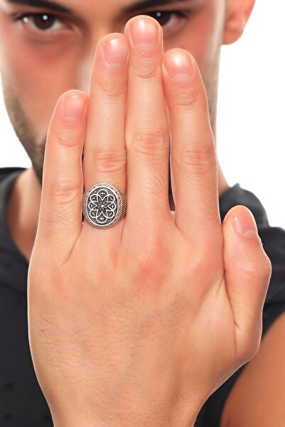 LABALABA Erkek Antik Gümüş Osmanlı Motifli Yüzük