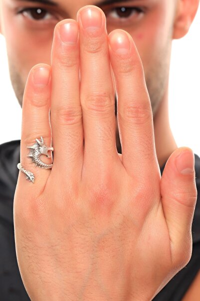 LABALABA ERKEK ANTİK GÜMÜŞ  EJDERHA YÜZÜK