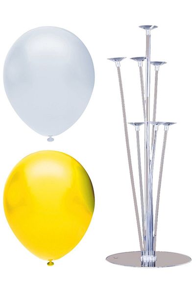 BEST PARTİ 7 Stick Balloon Stand + 100 Balloons (Yellow - White)