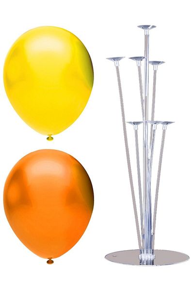 BEST PARTİ 7 Stick Balloon Stand + 100 Balloons (Orange, Yellow)