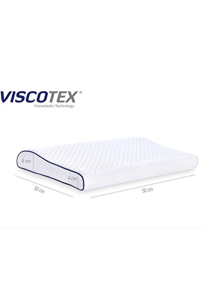 VİSCOTEX Visco Orthopedic Baby Pillow with Neck Support 50x30x6/4 Cm, White