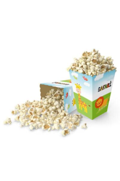 Parti dolabı Safari Orman Temalı Popcorn Mısır Ikram Kutusu 8 Adet