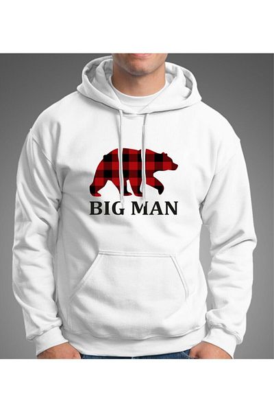 venüsdijital Λευκό κουκούλα με καρό σχέδιο Big Man Bear