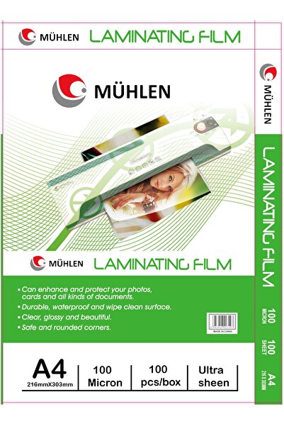 Mühlen A4 - 100 Micron Laminasyon Filmi 100 Micron 1 Paket 100 Adet