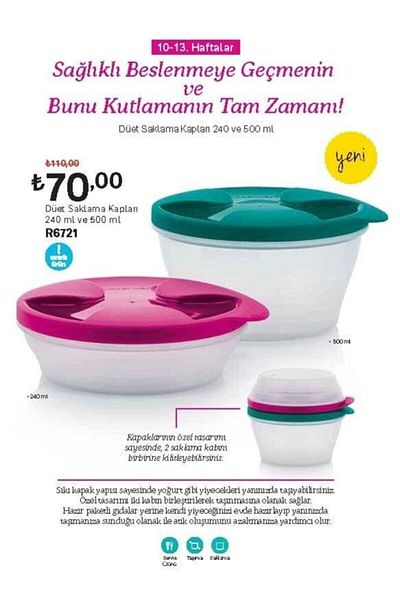 Tupperware Ahi Silk Duet Storage Containers 240 And 500 Ml