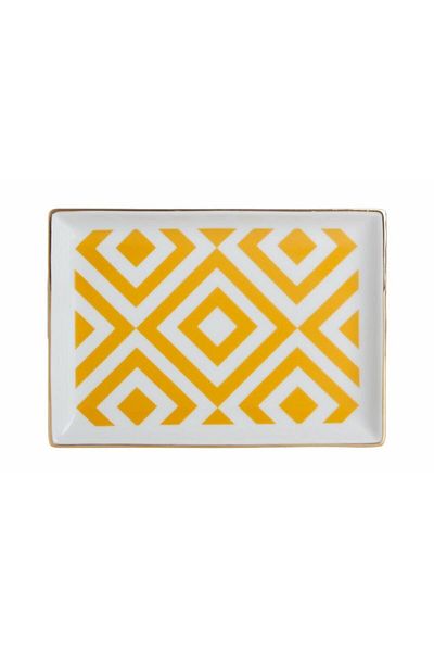 Porland Morocco Patterned Yellow Breakfast Appetizer Plate - 18x13 cm