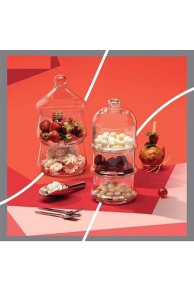 Paşabahçe 3 Tier Cookie Holder Presentation Glass Storage Container