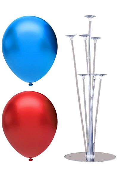 BEST PARTİ DOĞUM GÜNÜ PARTİ SÜSLERİ 7 Stick Balloon Stand + 20 Balloons (Red - Dark Blue)