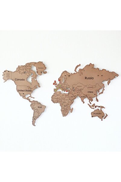 Colorfull Worlds Dünya Haritası Metal Uv Baskılı Duvar Dekoru, Modern Ev Ofis...