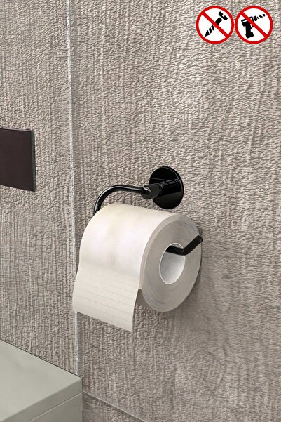 Milenay Лепкав черен икономичен отворен държач за тоалетна хартия, държач за тоалетна хартия, без повече пробиване