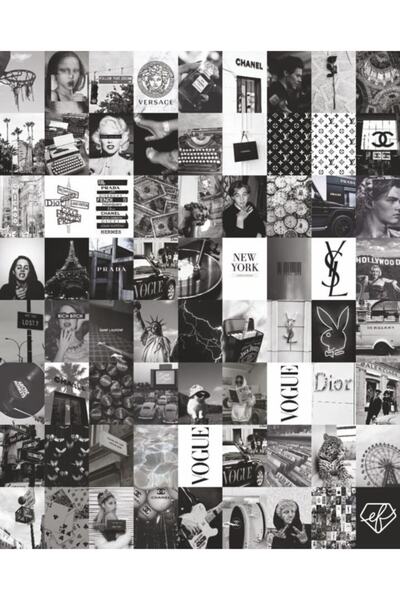 EFBUTİK Siyah Aesthetic 70'li Poster Duvar Kağıdı Seti