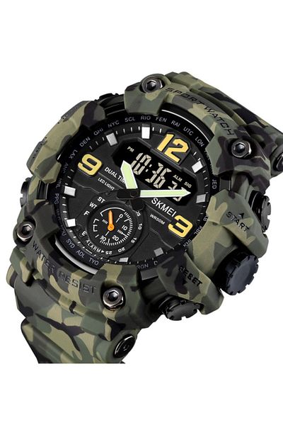 Skmei Men Wrist Watch Digital Analog Mechanism Slikon Cord Waterproof 1637
