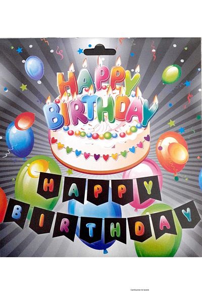 BEST PARTİ Happy Birthday Banner with Colorful Text on Blue Background
