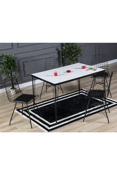 AVVİO Malta 60-120 Yemek Masası Takımı-mutfak Masası-balkon Masası - Düz Beya...