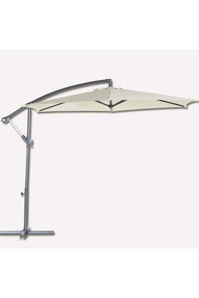 Bidesenal Bahçe Şemsiyesi Ampul Şemsiye Balkon Şemsiye 3 Mt Krem Renk Makaral...
