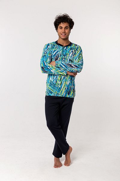 Nur Aka by Nurteks Colorful Collar Buttoned Cotton Large Size Pajama Set