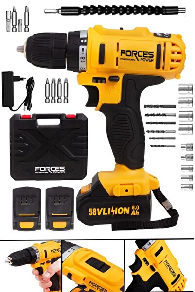 forces Germany Master Drill 58 V 8 Ah Lityum Li-on Çift Akülü Bakır Sargılı M...