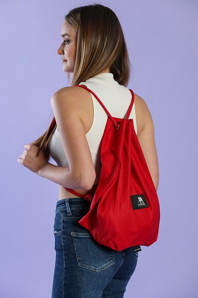 ELEPHANT ÇANTA Red Canvas Drawstring Backpack