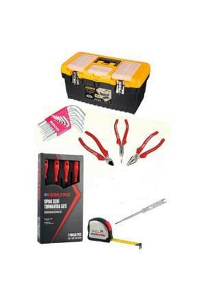 İzeltaş Hand Tool Set & Mano Metal Locking Tool Bag 25 Pieces