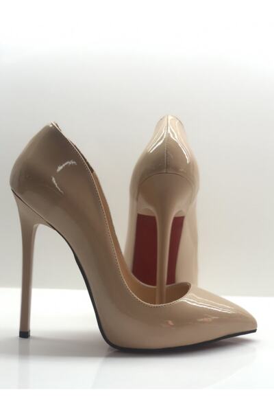 HAYYSHOES Stiletto Hakiki Deri Astarlı Gizli Platformlu Nude Rugan Topuklu Ayakkabı