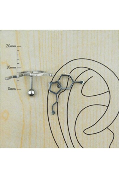 Jaida Moda 316l Çelik Gümüş Serotonin Figürlü Tragus, Kıkırdak, Helix 6mm Pie...