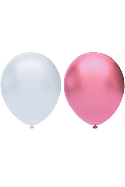 BEST PARTİ DOĞUM GÜNÜ PARTİ SÜSLERİ Metallic Balloon Set 30 Pieces (White, Pink)