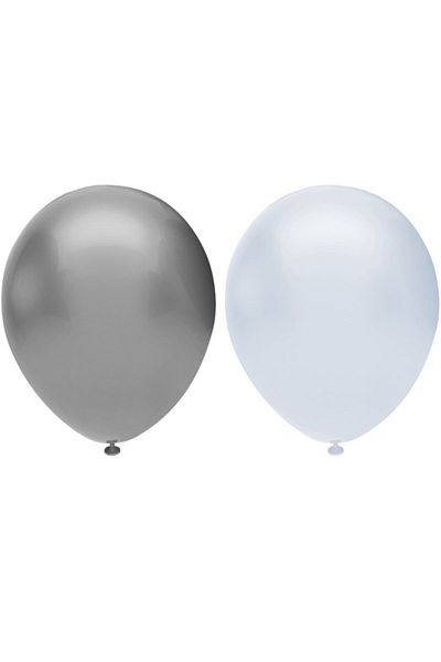 BEST PARTİ DOĞUM GÜNÜ PARTİ SÜSLERİ Metallic Balloon Set 20 Pieces (White, Silver)