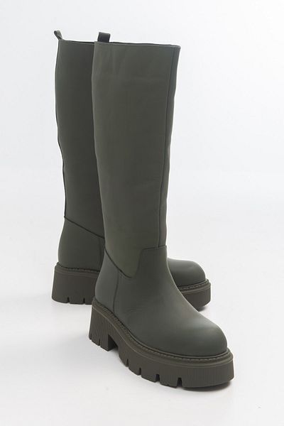 Luvi Mınd Khaki Matte Echtleder Damenstiefel