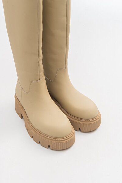 Luvi Mınd Béžové matné dámské boty z pravé kůže